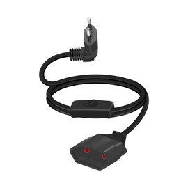 YANBORONSN 90 Grad Europäisches Netzkabel mit Schalter Netzkabel, 2,5A 250V Verlängerungskabel, Netzkabel mit flachem europäischen Stecker und Schalter, 2x0,75 mm2 (schwarz, kurz)