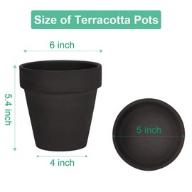 vensovo 6 Inch White Clay Pot for Plant with Saucer - 4 Pack Large Terra Cotta Plant Pot with Drainage Hole, Flower Pot with Tray, Terracotta Pot for Indoor Outdoor Plant