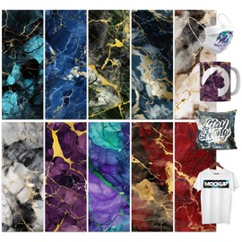 LUCKIGUCK Infusible Transfer Ink Sheets, 10 Pieces/Set, Marble Pre-Printed Dyed Sublimation Paper, 30.5 x 30.5 cm, Iron on T-Shirt and Cup