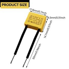 Acmerota 10 Pcs LED Capacitor Fits for LED Light Switch, 0.22uf 275VAC X2 MKP Polypropylene Film Safety Capacitors for LED Lighting Lamp Removal Interference, with Wiring Connector