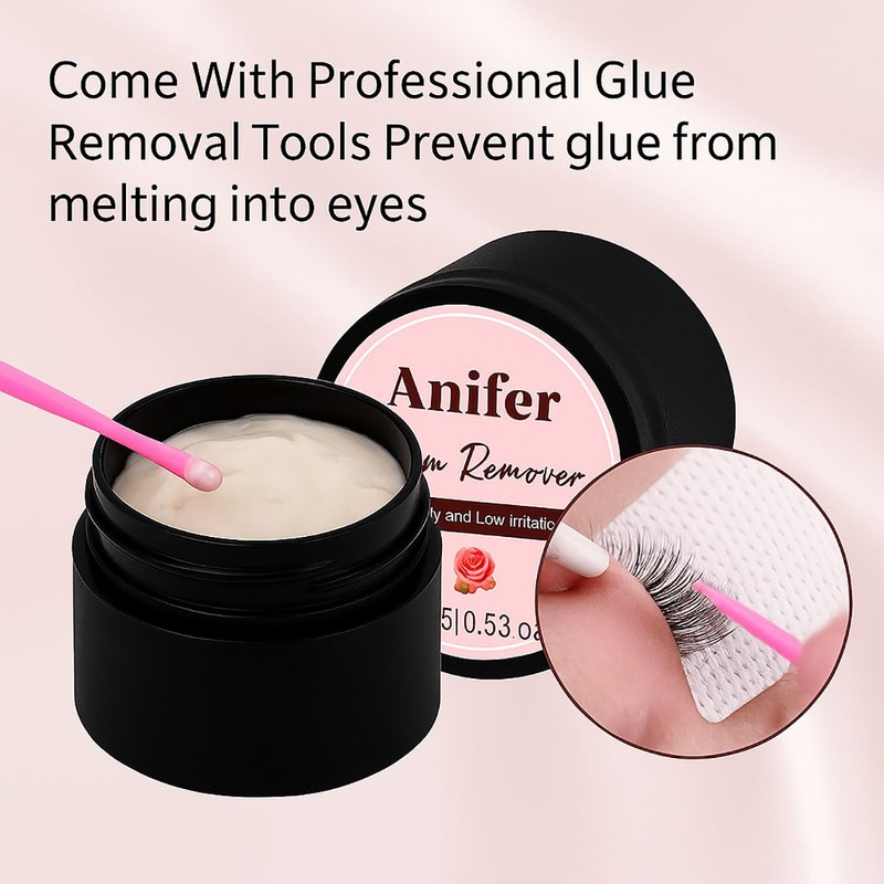 Anifer Eyelash Extension Remover 15g, Rose Scent - Fast-Dissolving, Gentle