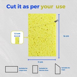 HOMESHOPA Cellulose Sponge, Heavy Duty Non-Scratch Biodegradable Cleaning Scrub Sponge, Super Absorbent Washing Up Reusable Kitchen Dishwashing Thick Moppets for Household, Cookware, Bathroom (4 Pack)