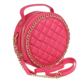 Girly Handbags Womens Quilted Round Crossbody Bag Small Fuchsia