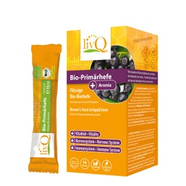 livQ Organic Primary Yeast Aronia - Superfood Immune Booster I Organic Brewer's Yeast from Primary Fermentation with B Vitamins I Refreshing I Vegan & Lactose Free I 210 ml