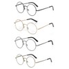 EYE ZOOM 4 Pack Metal Frame Round Reading Glasses with