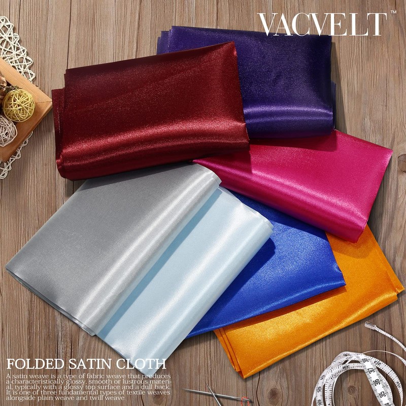 VACVELT Charmeuse Satin Fabric by The Yard, 60 Inch Wide