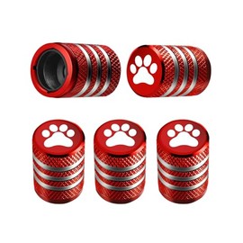 Dog Paw Print Tire Valve Stem Caps - 5 Pack Leak-Proof Covers