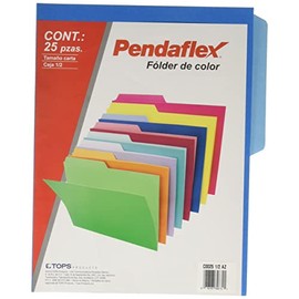 Pendaflex C0025 1/2 Az Fólder De Color Bitono Tamaño Carta Ceja 1/2, Paquete De 25, Color Azul