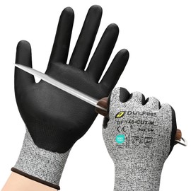 DULFINE ANSI A3 Cut Resistant Work Gloves for Men and Women, Touchscreen Foam Nitrile Coated,12 Pairs Pack,Ideal for Woodworking, Glass Cutting, Construction, Cargo Handling, Car Repair(Extra Large)