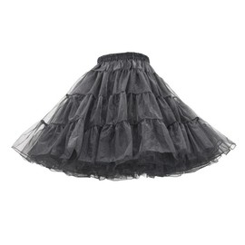 SSDH 3-Layered Pleated Lolita Tulle Petticoat Tutu Puffy Party Cosplay Princess Underskirt (Black)