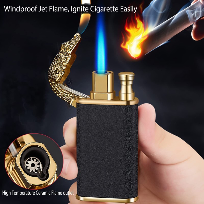 Torch Lighter, Magic Dual Flame Crocodile Lighter, Dual Fire Lighter,