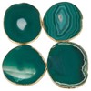 Nupuyai 2pcs Green Agate Slices Cup Mats Coasters for Drink,