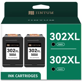 JINTUM 302xl Cartridges Multipack Compatible HP 302 Printer Cartridges Replacement for HP Envy 4525 4527 4520 Officejet 3831 3830 5230 5220 DeskJet 3630 2130 3636 Printer (Black, Pack of 2)
