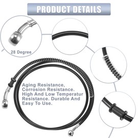 Motorcycle Brake Line, Stainless Brake Hose, Motorcycle Braided Steel Brake Clutch, Pack of 1, Flexible Brake Line for ATV Bikes Motocross Street Bikes (190cm 74.8",Black)