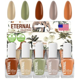 Eternal Colección – Juego de 5 piezas: Larga duración, secado rápido, esmalte de uñas de brillo espejo – endurecedor, acabado brillante y brillante – 