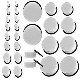 MallGoodies White Single Flare Acrylic Earlets Solid Ear Plugs 00G Gauge (10mm) 1 Pair
