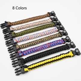 8-Pack 3-in-1 Emergency Survival Bracelet with Whistle and Compass, Survival Equipment for Wild Camping, Outdoor Travel, Hiking, Emergency Survival
