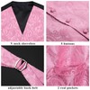 Enlision Men's Waistcoats Paisley Pink Wedding Waistcoat Tie Pocket Square