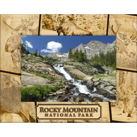 Rocky Mountains National Park Collage Laser Engraved Wood Picture Frame Landscape (5 x 7)