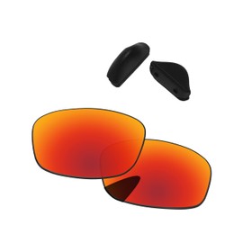 PapaViva Replacement Lenses & Nose Pieces for Oakley Fives Squared OO9238 54mm Sunglass Fire Red Pro+ Anti-reflective Polarized