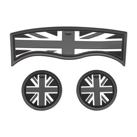 MINI F60 Car Cup Coaster, 3PCS Universal Non-Slip Cup Holders Embedded in Ornaments Coaster for Mini Cooper Countryman F60(Union Jack Gray)