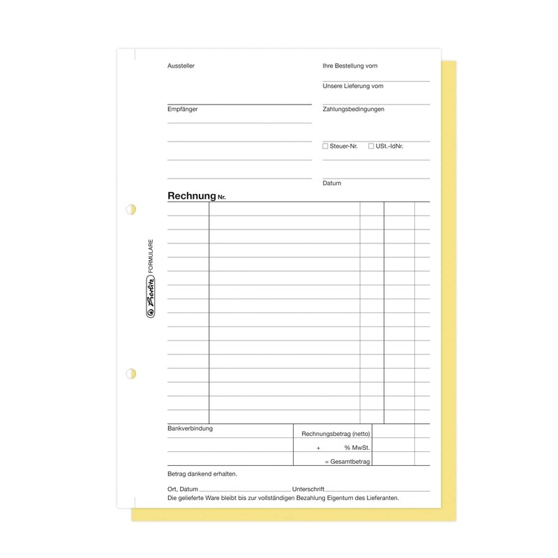 Herlitz 1932862 Invoice Book A5, 305 2 x 40 Sheets,