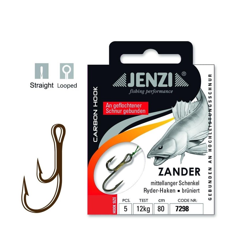 Set of 2 packs of Jenzi tied zander hooks Ryder