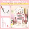 Costway Girls Vanity Makeup Dressing Table & Stool Set Gift