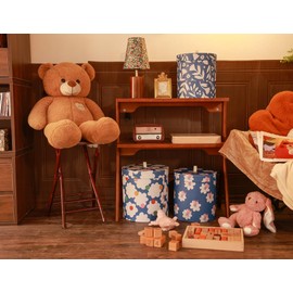 MIZFRUZZY Decorative Storage Containers, Set of 3, Blue Floral Pattern, Wool Storage, Toy Bin, belongings Organizer, Pet Cloth Storage, Nesting Containers with Lids, Shelf Decor