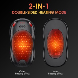 FANDLISS Electric Hand Warmer, 2 Pocket Heat with 10,000 mAh, Double-Sided Heating, USB Pocket Warmer, Reusable with 3 Heat Settings, Winter Gifts for Women Men Outdoor Camping (Dark Grey)