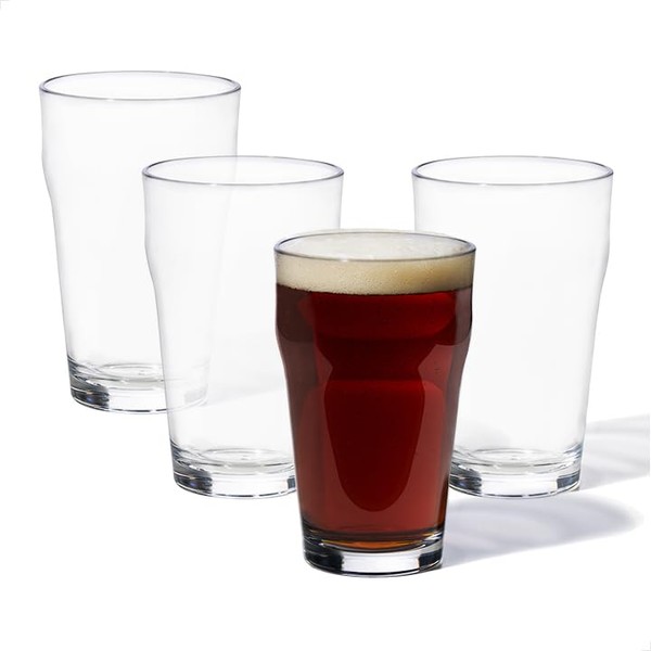 TOSSWARE RESERVE 16oz English Pint SET OF 24, Premium Quality, Tritan Dishwasher Safe & Heat Resistant Unbreakable Plastic Beer Glasses, Clear