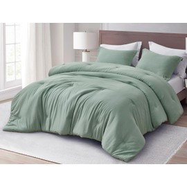 Chezmoi Collection Calvin 3-Piece Jacquard Comforter Set Oversized King Size, Sage Green Textured Woven Lightweight Comforter Bedding for All Season (1 Comforter 118x96 inches, 2 Shams)