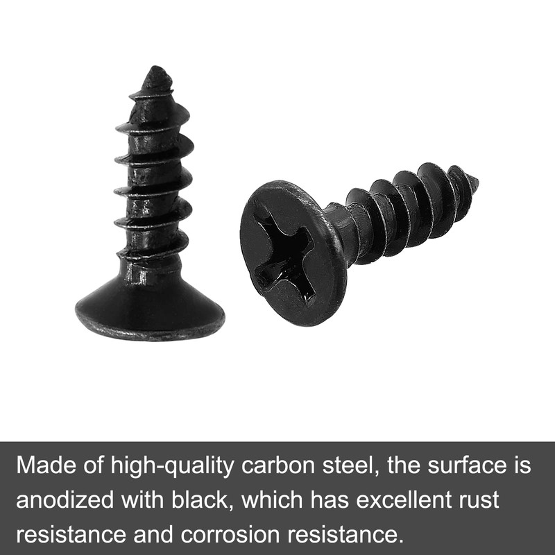 Biaungdo #6 X 1/2'' Black Oxide Coated Carbon Steel Flat