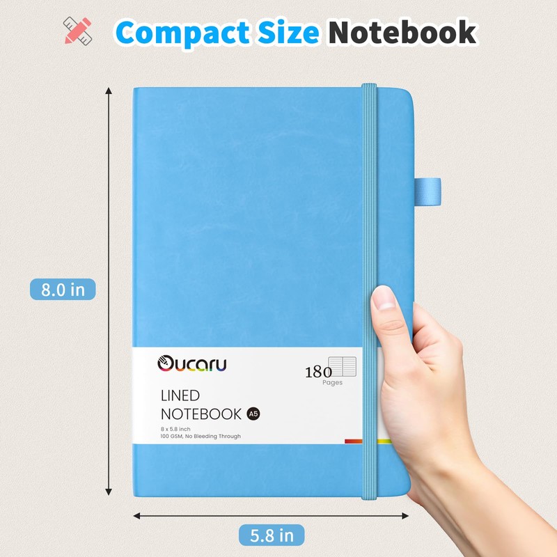 Oucaru Lined Journal Notebook, 16 Pack, 180 Pages, A5 Journals