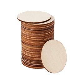 HugeDE 100 Pcs Unfinished Round Wooden Discs Circle Blank Wood Slices Wooden Cut Outs Wood Cutouts Mini Craft Wood Boards for Painting Decoration 4cm