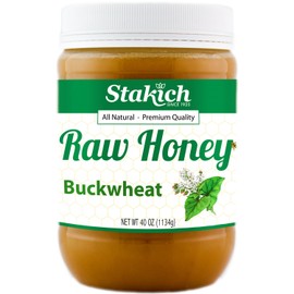 Stakich Buckwheat Antioxidant Raw Honey - Pure, Unprocessed, Unheated, Kosher (40 Ounce)
