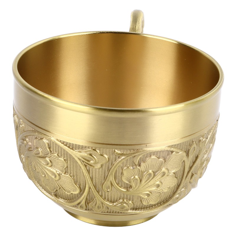Brass Tea Cup Exquisite Embossed Patterns Retro European Small Coffee