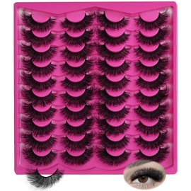 Mink Lashes Fluffy 20mm Faux Mink Lashes Cat Eye Big Long False Eyelashes Dramatic Soft 3D Volume 20 Pairs Strip Eyelashes Pack by INSPEAUTY