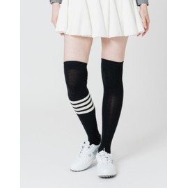 Women's Golf Socks Over Knee Socks Knee High Black Gray Knee Socks / 여성 골프양말 오버 니삭스 니하이 블랙 그레이 무릎양말