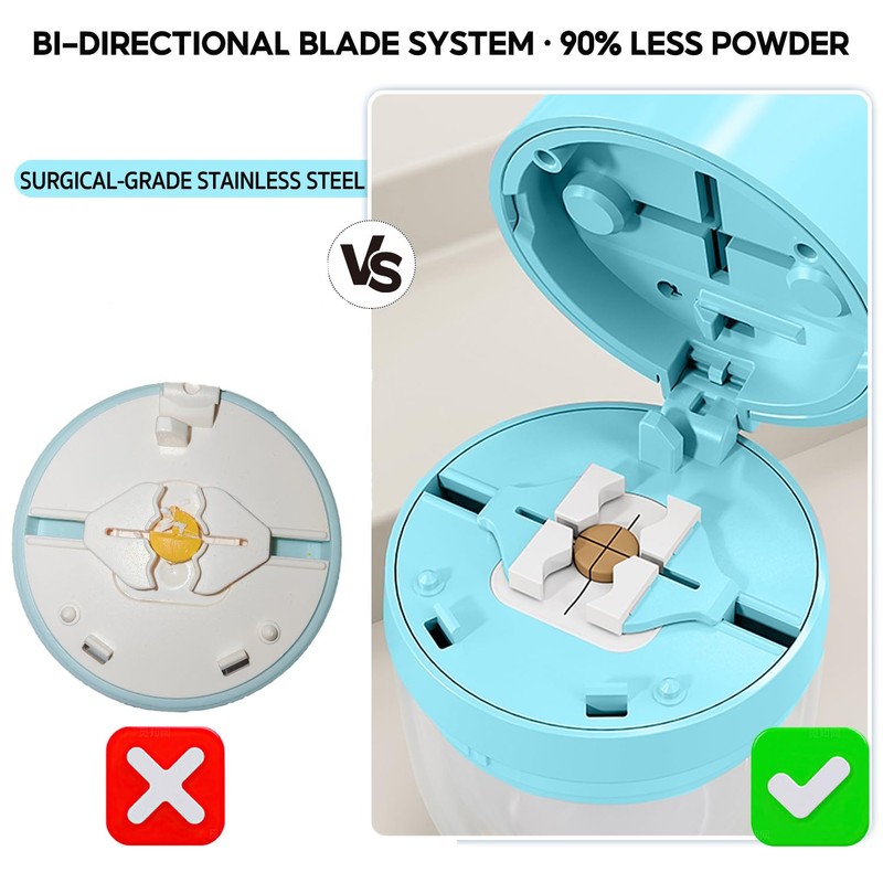 Pill Cutter 1/4 |Precision Quarter Cutter |3-SectionStorage |Crush-Free Blades |Compact