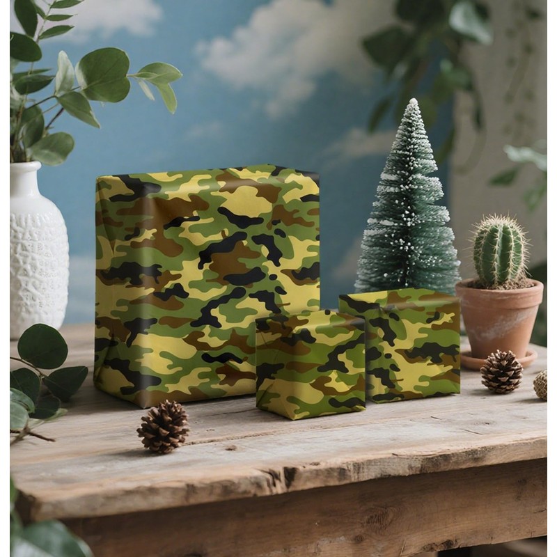 AVXINSOK Camo Wrapping Paper 6 Sheets 27.5 x 19.7 Inch