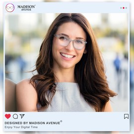 Madison Avenue Blue Light Filter Glasses Women, TR90 Blue Light Glasses, Computer Glasses for Gaming, Metal Hinge Glasses, Blue Light Filter without Prescription, blue