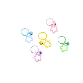 5Pcs Little Stars Charms Pendants Keyring Candy Color Acrylic Pentagram Key Chain Cute Stars Bell Keychains for Women Men Car Keys Accessories