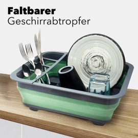Tool & Tree Foldable Dish Drainer for Camping, Compact Dish Drainer 37 x 28 x 12 cm, Portable Washing Station for Camping Kitchen, A Must-Have Camping Gadget for Festivals and Camping Holidays