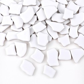 BTMIEY Irregular Ceramic Mosaic Tiles 500g 2-4cm Mosaic Stones for DIY Mosaic Making Craft Hobby Art Home Decoration (White)