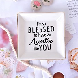 Titanape Auntie Gifts from Niece Nephew Trinket Dish, "I'm so blessed to have an Auntie like You" Ring Dish, Gifts for Auntie Birthday Gifts, Aunt Chrismas Mother's Day Wedding Presents