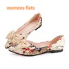Hxlber Apricot Flats for Women Pointed Toe Bow Embroidery Ballet