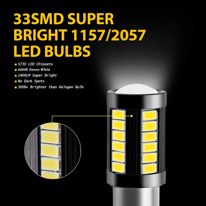 AUXLIGHT 1157 2057 2357 7528 BAY15D 1400 Lumens Super Bright