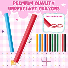 Dunzoom 12 Colors Underglaze Crayon for Ceramics Pottery, Bisque, Greenware, Colored Underglaze Pencil Crayon Set for Decorations Artists Ceramic Art Creation Fine Detailing Sketching and Shading