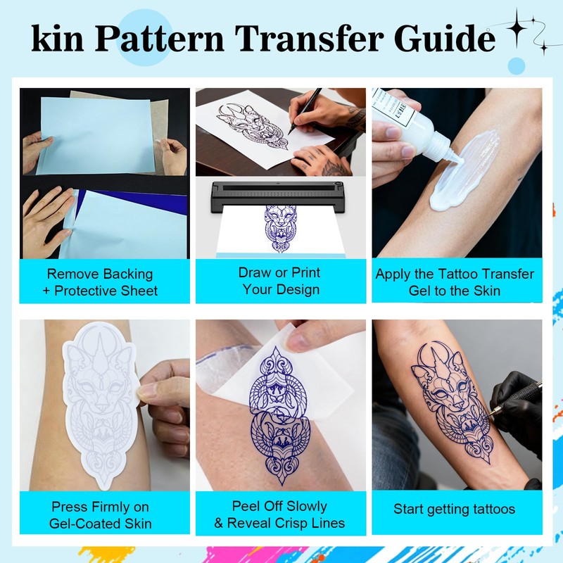 100 Pcs Tattoo Transfer Paper, Professional Level A4 Thermal Stencil